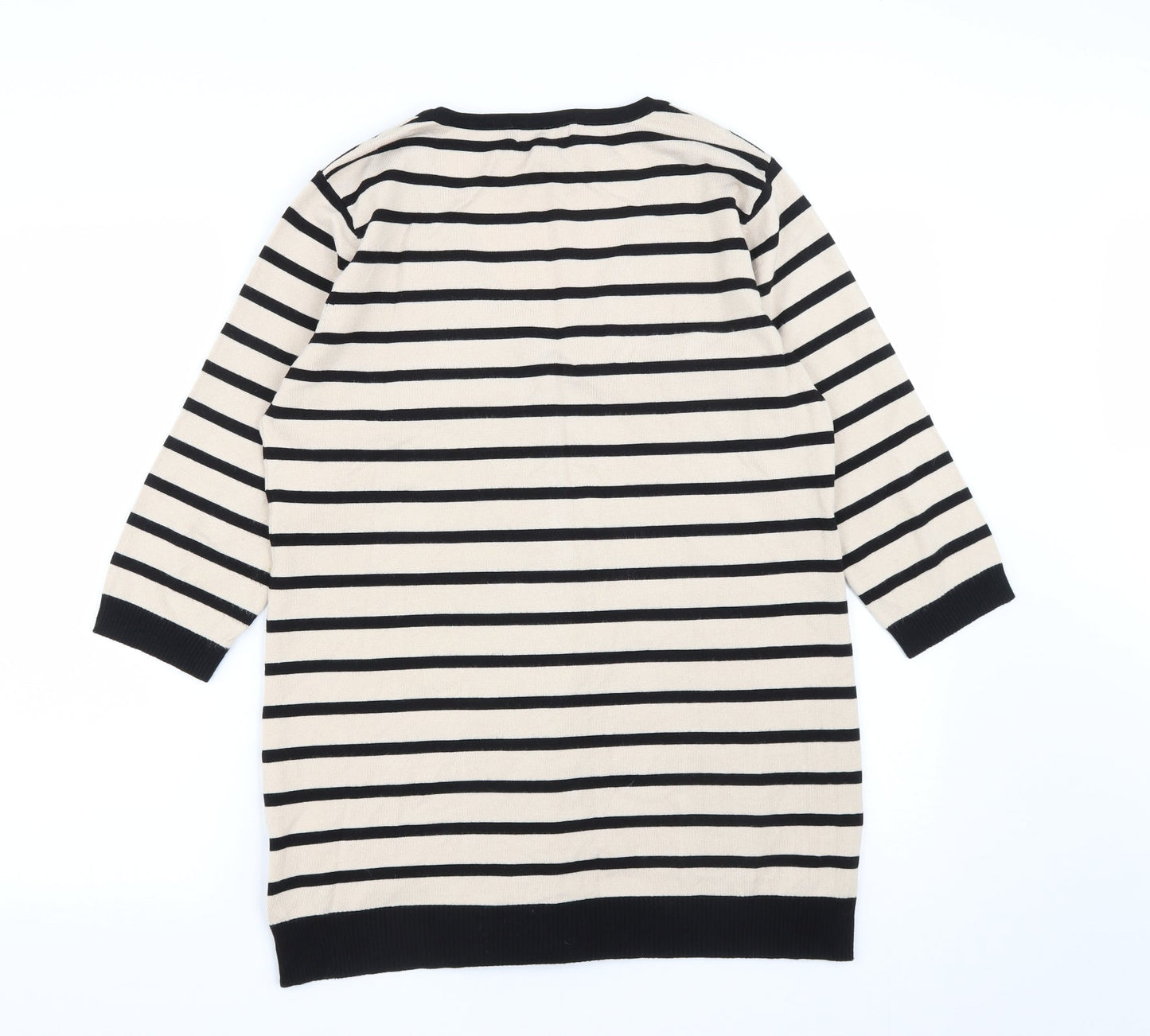 Sky Womens Black V-Neck Striped Viscose Cardigan Jumper Size M