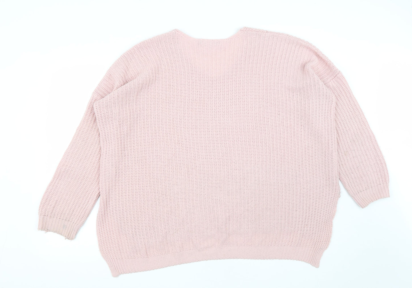 ASOS Womens Pink V-Neck  Acrylic Pullover Jumper Size 12
