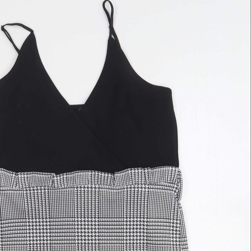 Edge Street Womens Multicoloured Houndstooth Polyester Basic Tank Size 14 V-Neck
