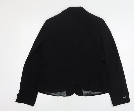 Papaya Womens Black Striped Polyester Jacket Suit Jacket Size 14