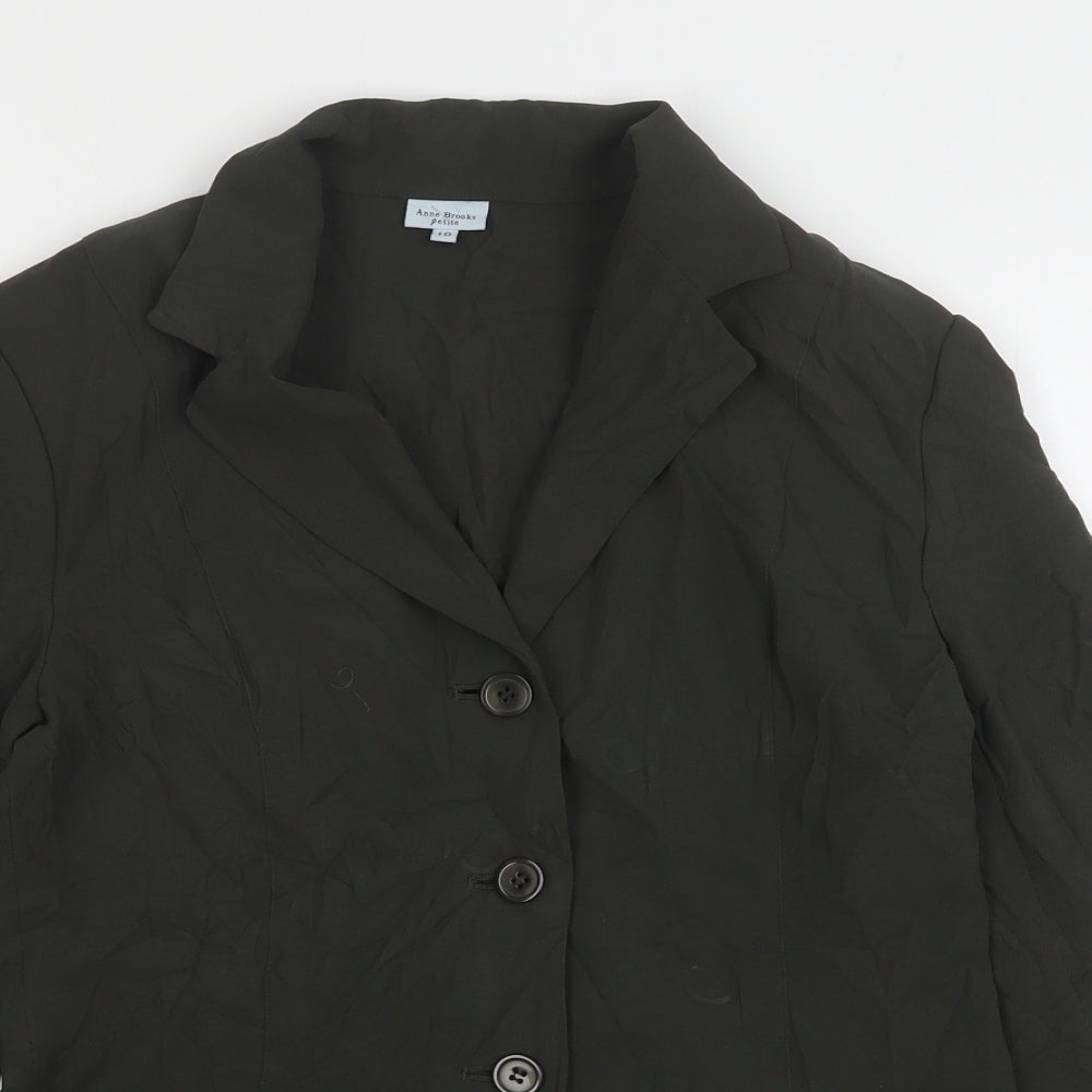 Anne Brooks Womens Green  Polyester Jacket Blazer Size 10