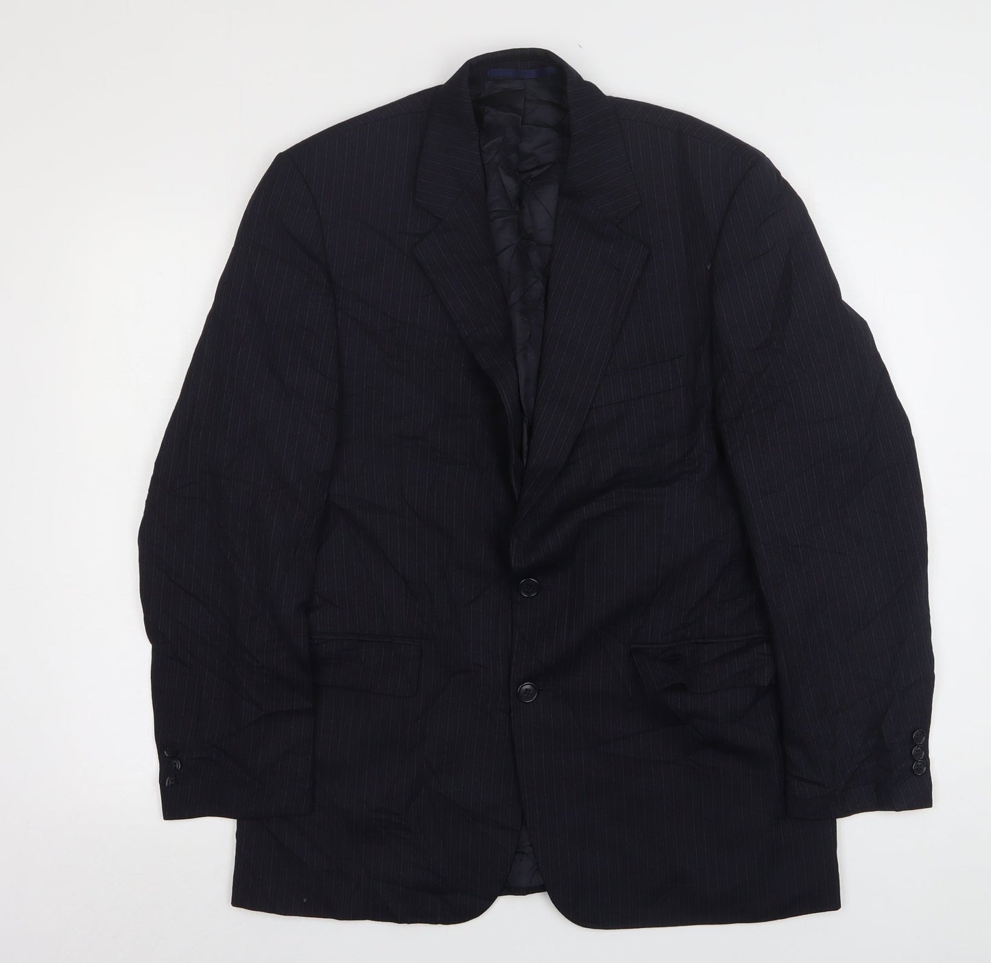 Sovereign  Mens Blue Striped Wool Jacket Suit Jacket Size 40