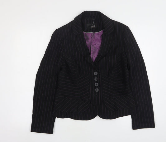 NEXT Womens Blue Striped Polyester Jacket Suit Jacket Size 12
