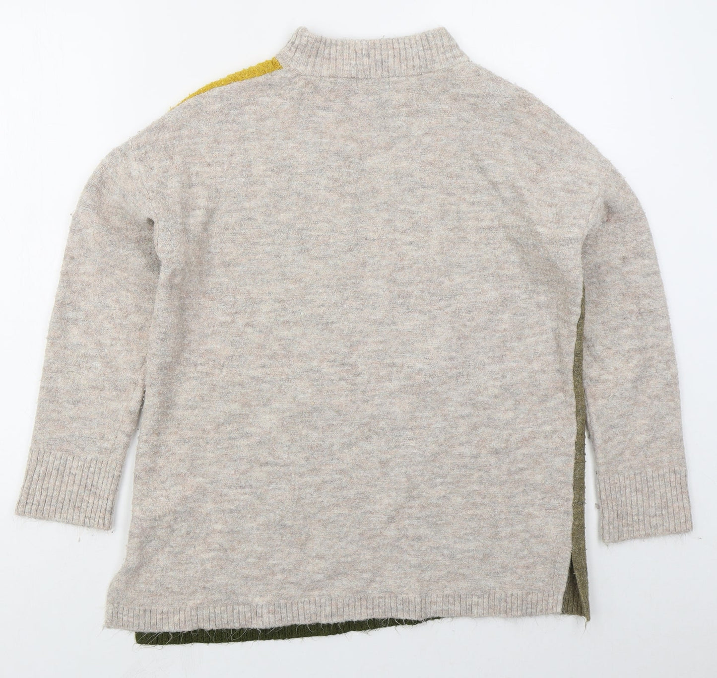 M&Co Womens Beige Mock Neck  Acrylic Pullover Jumper Size 10   - Colour Block