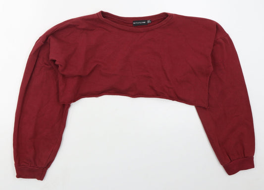 PRETTYLITTLETHING Womens Red  Cotton Pullover Sweatshirt Size 6  Pullover