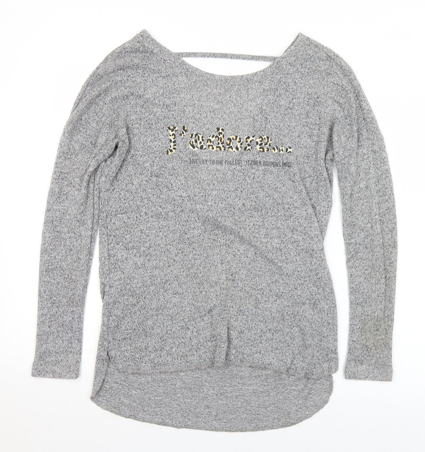 River Island Womens Grey Round Neck  Polyester Pullover Jumper Size 8   - J'adore