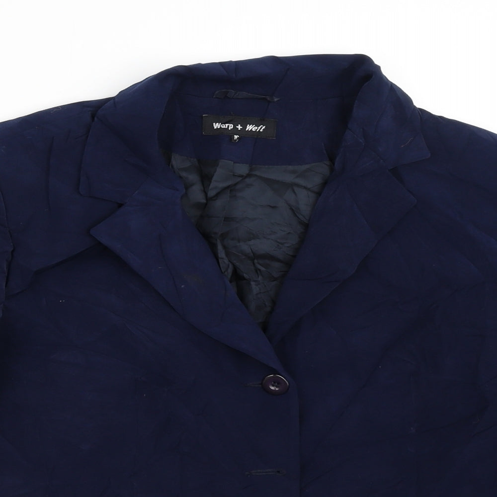 Warp & Weft Womens Blue   Jacket Blazer Size 16