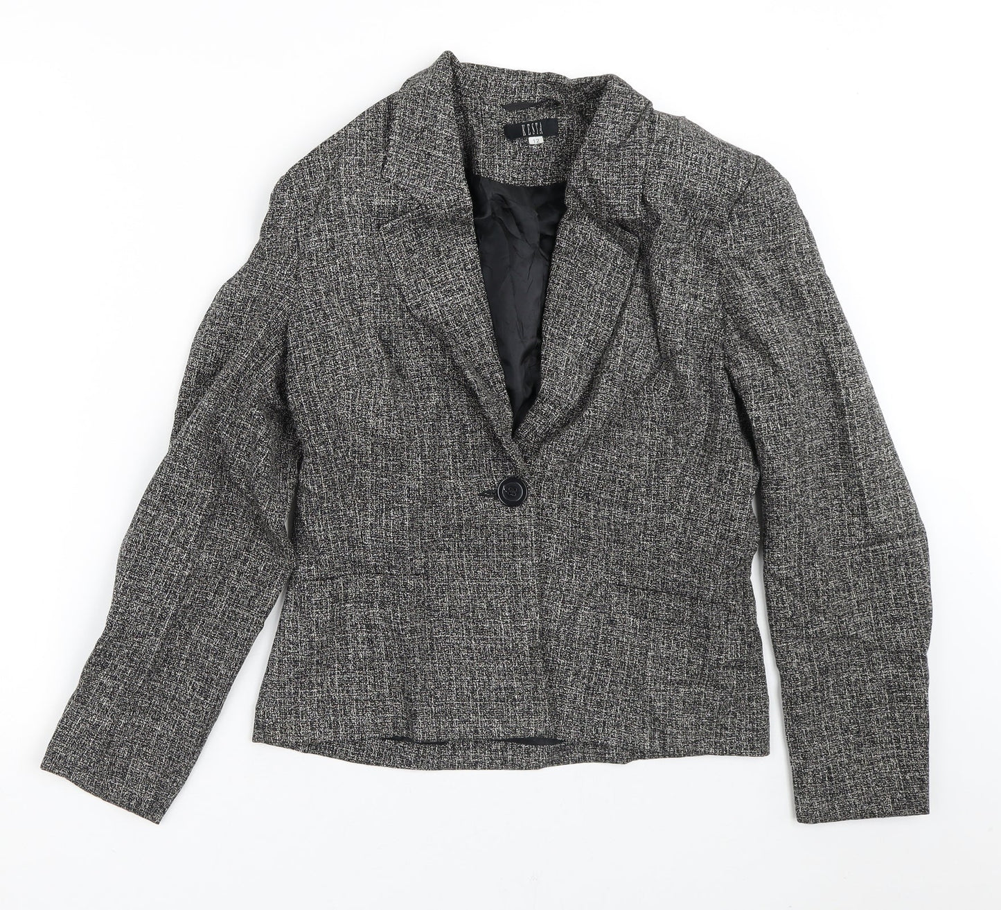 Kesta Womens Grey Geometric  Jacket Blazer Size 12