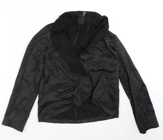 NEXT Womens Black Geometric  Jacket Blazer Size 14