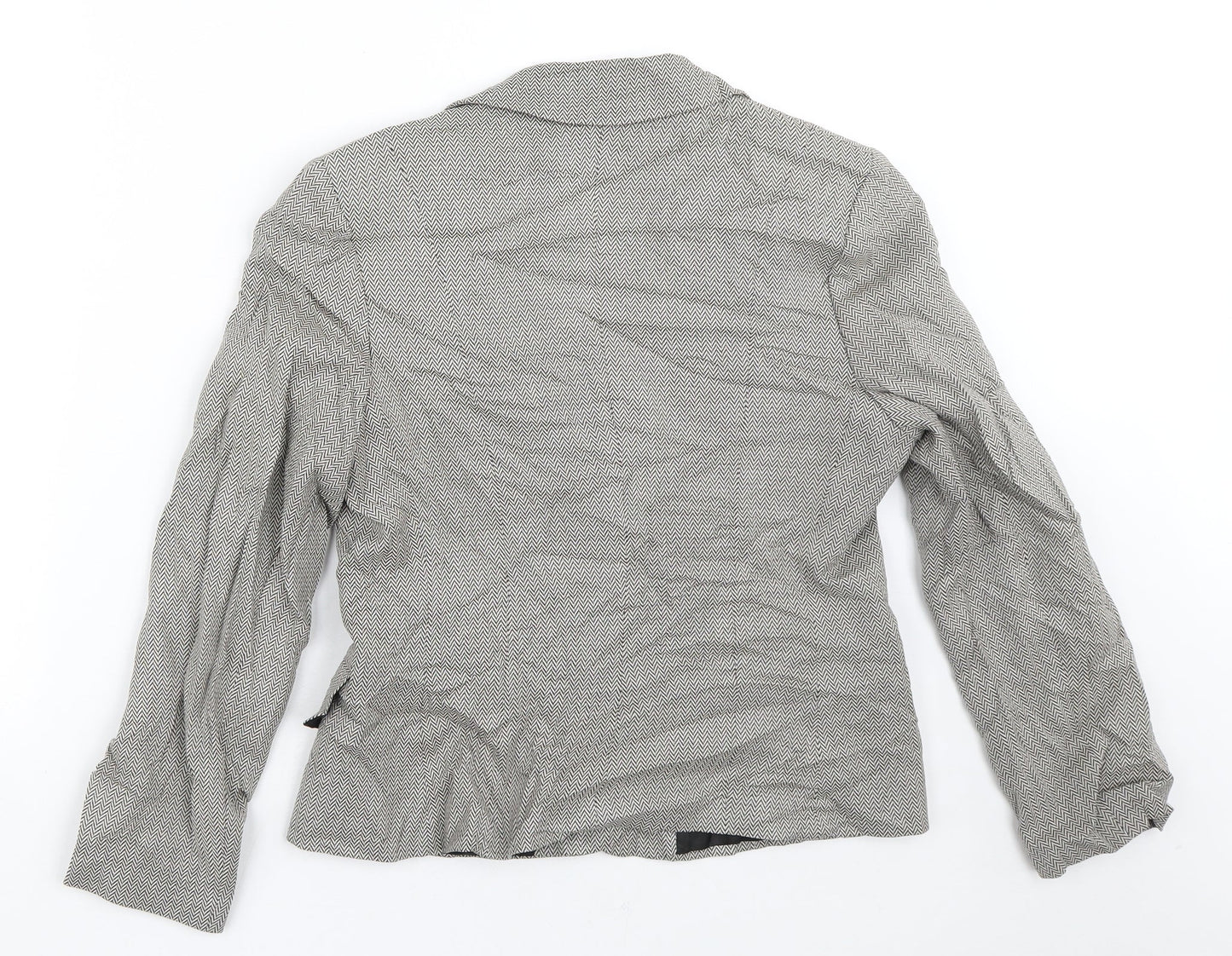 Impressions Womens Beige Geometric  Jacket Blazer Size 10
