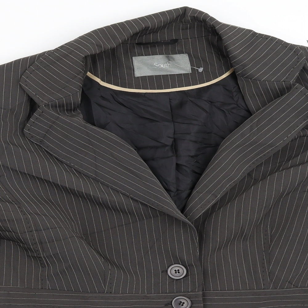 South Womens Brown Striped  Jacket Blazer Size 16