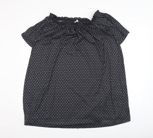 H&M Womens Black Geometric Polyester A-Line  Size XS  Off the Shoulder Pullover
