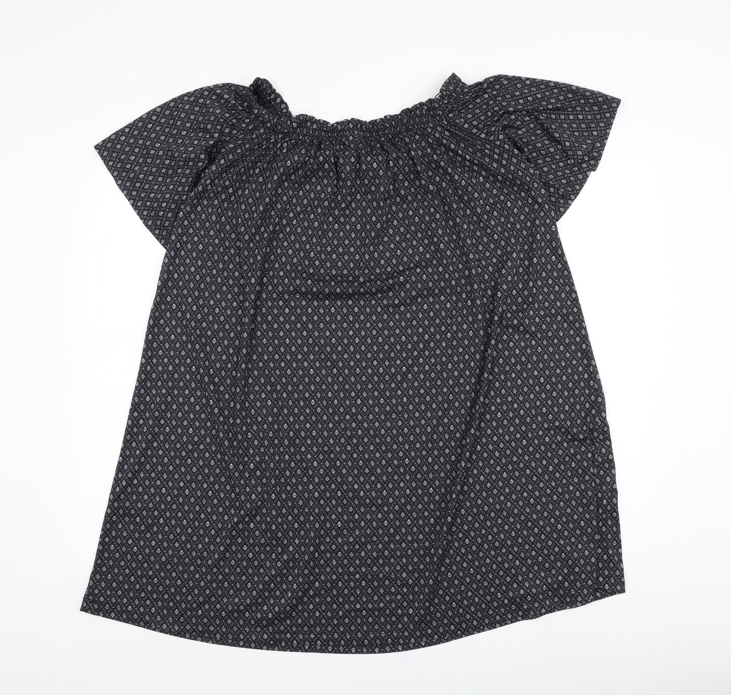 H&M Womens Black Geometric Polyester A-Line  Size XS  Off the Shoulder Pullover