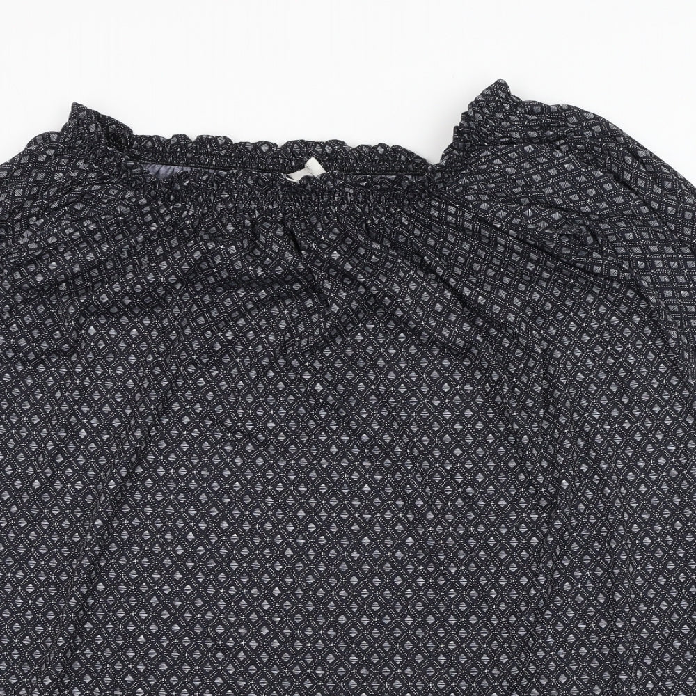 H&M Womens Black Geometric Polyester A-Line  Size XS  Off the Shoulder Pullover