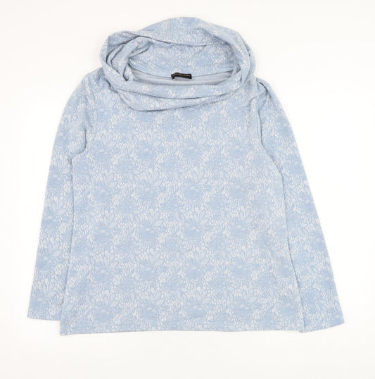 Anna Rose Womens Blue Roll Neck Floral Polyester Pullover Jumper Size L