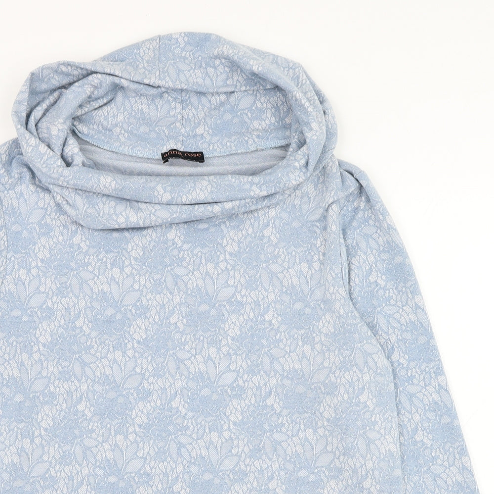 Anna Rose Womens Blue Roll Neck Floral Polyester Pullover Jumper Size L