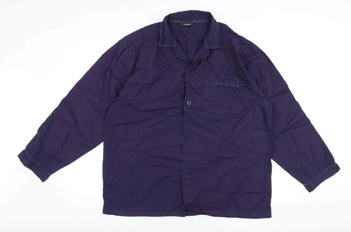 Dunnes Stores Mens Purple Geometric Cotton  Button-Up Size L Collared Button