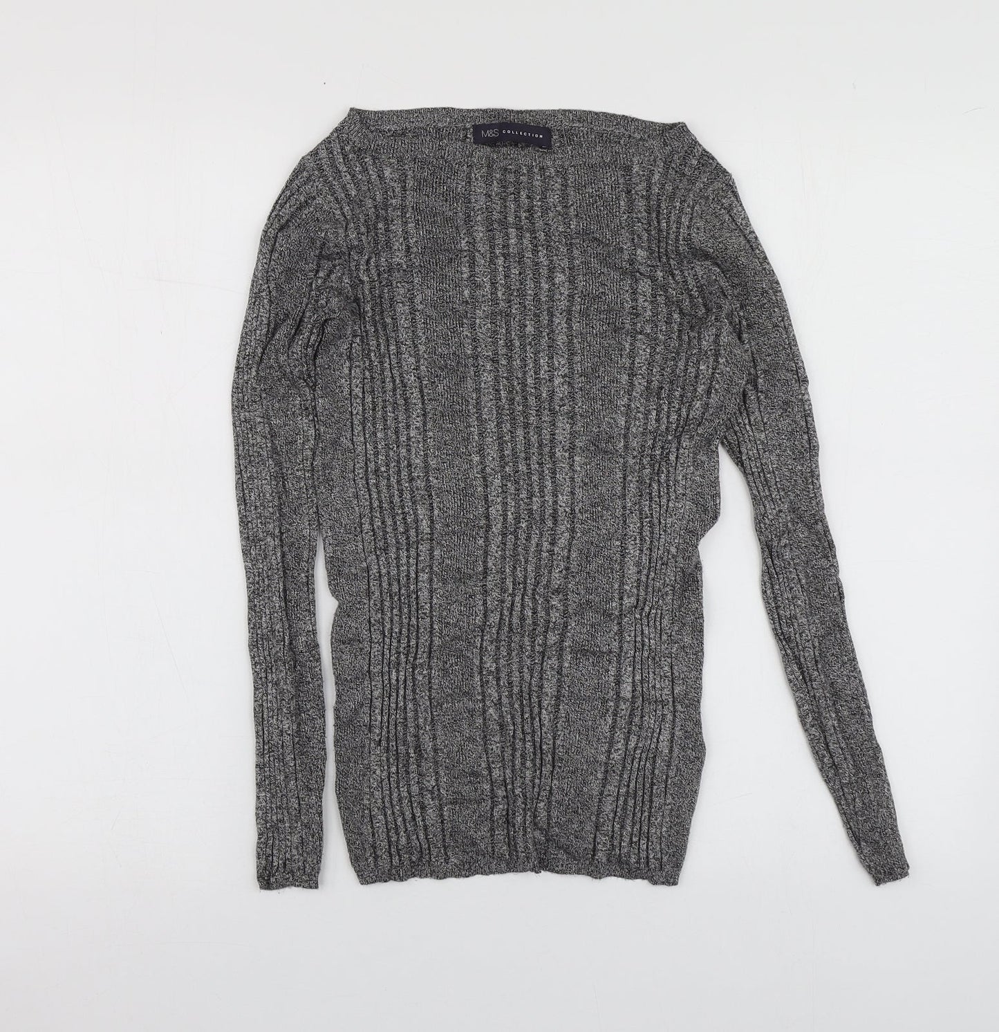 M7S Womens Grey Round Neck  Viscose Pullover Jumper Size 10