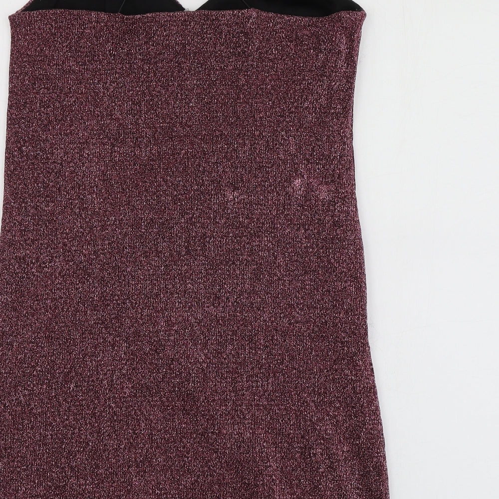 Sparkle & Fade Womens Purple  Viscose Basic Blouse Size M V-Neck