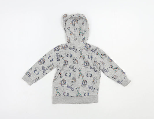 George Baby Grey Geometric Cotton Full Zip Jumper Size 9-12 Months  Zip - Lion&Giraffe Print