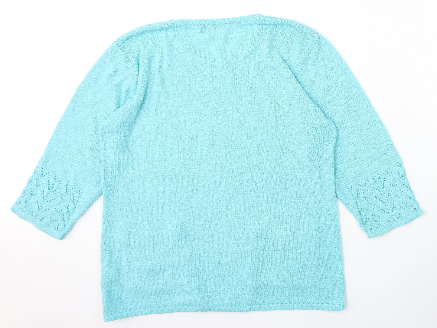 Mind Flower Womens Blue Round Neck  Acrylic Pullover Jumper Size L