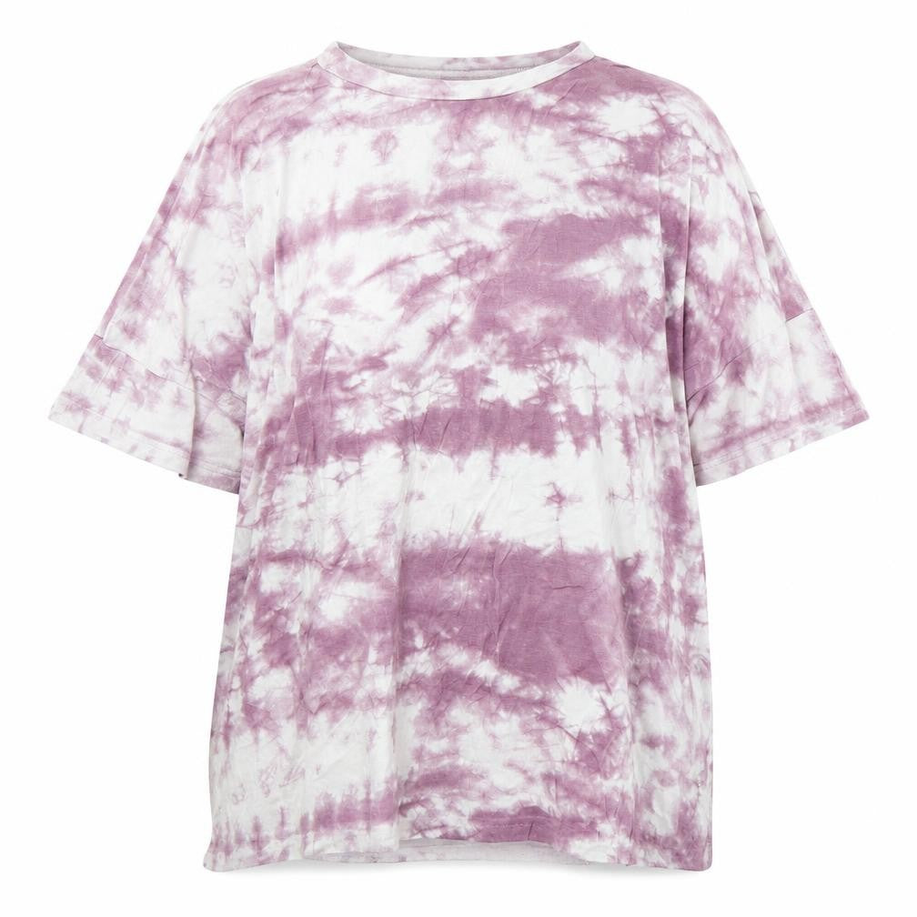 New Look Womens Purple Geometric Viscose Basic T-Shirt Size 10 Round Neck