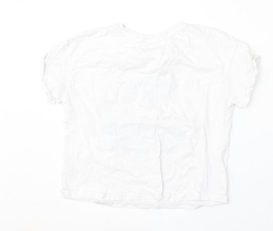 Dunnes Stores Girls White  Cotton Basic T-Shirt Size 10-11 Years Round Neck  - St patrick's day