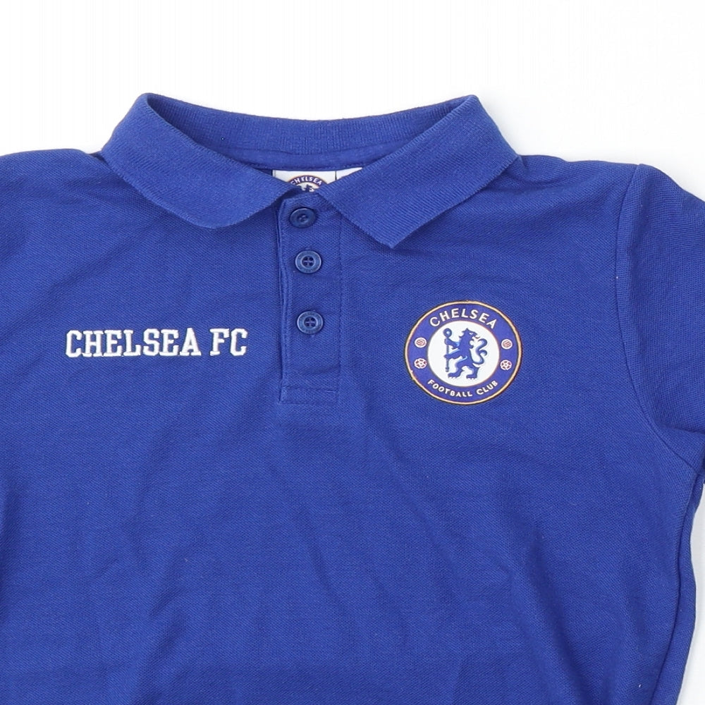 Chelsea FC Boys Blue  Polyester Basic Polo Size 8-9 Years Collared Button