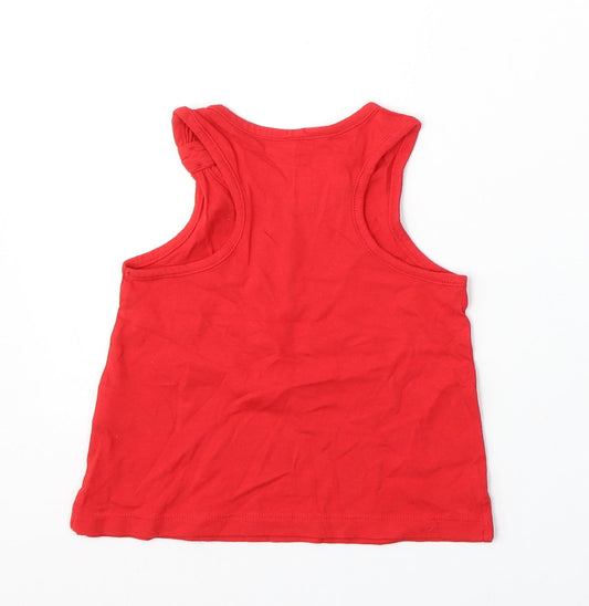 BabyGAP Girls Red  Cotton Basic Tank Size 3 Years Round Neck
