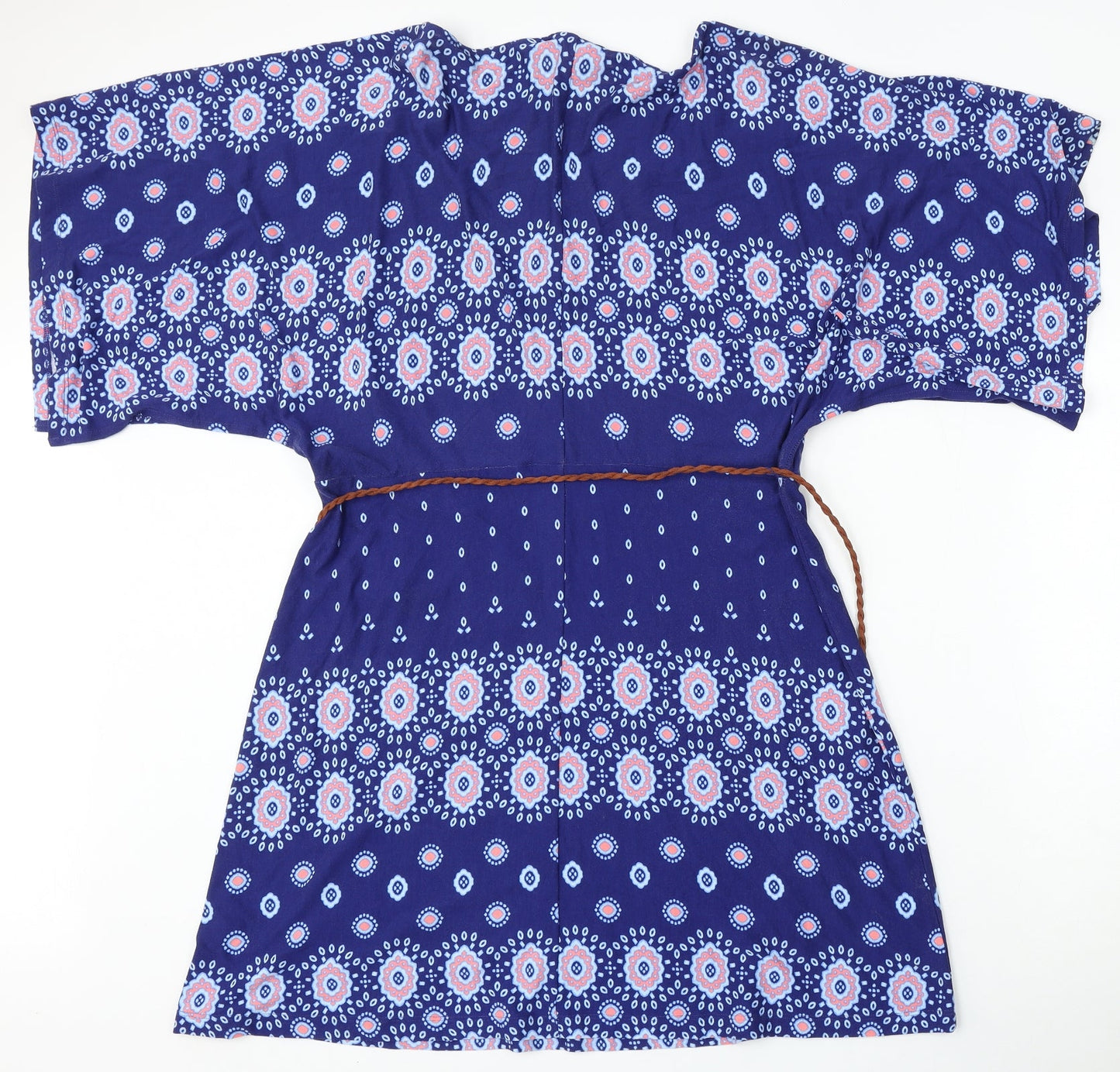 Very Womens Blue Geometric Viscose Sheath  Size 12  Round Neck