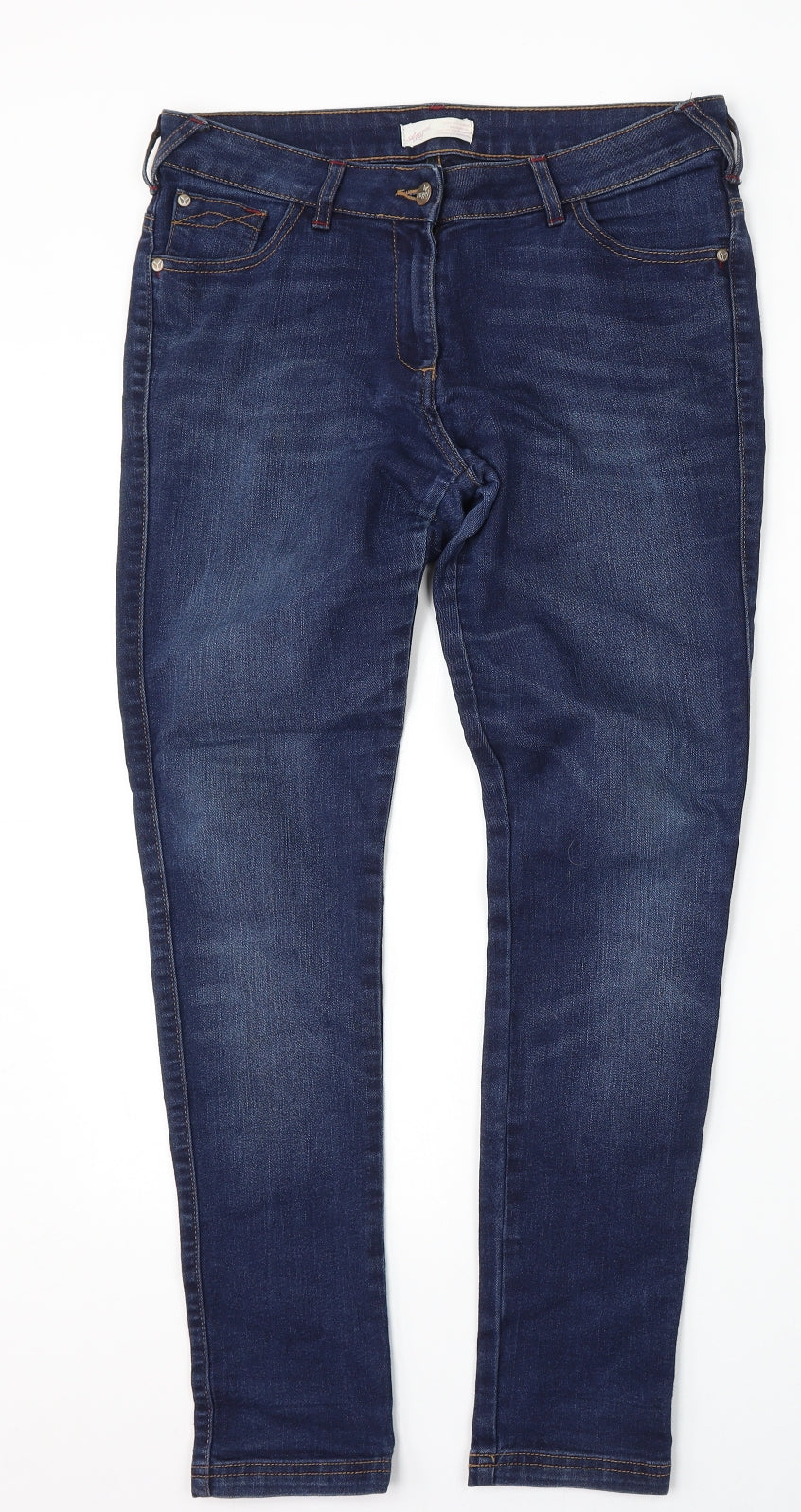 Marks and Spencer Womens Blue  Cotton Skinny Jeans Size 28 L30 in Regular Button