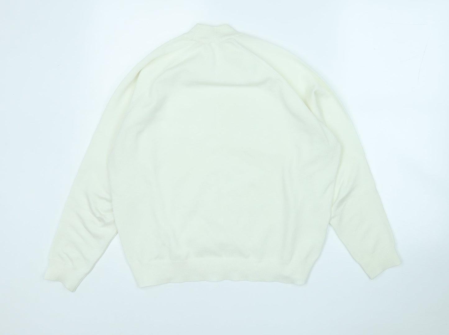 Preworn Womens White Round Neck  Acrylic Pullover Jumper Size L