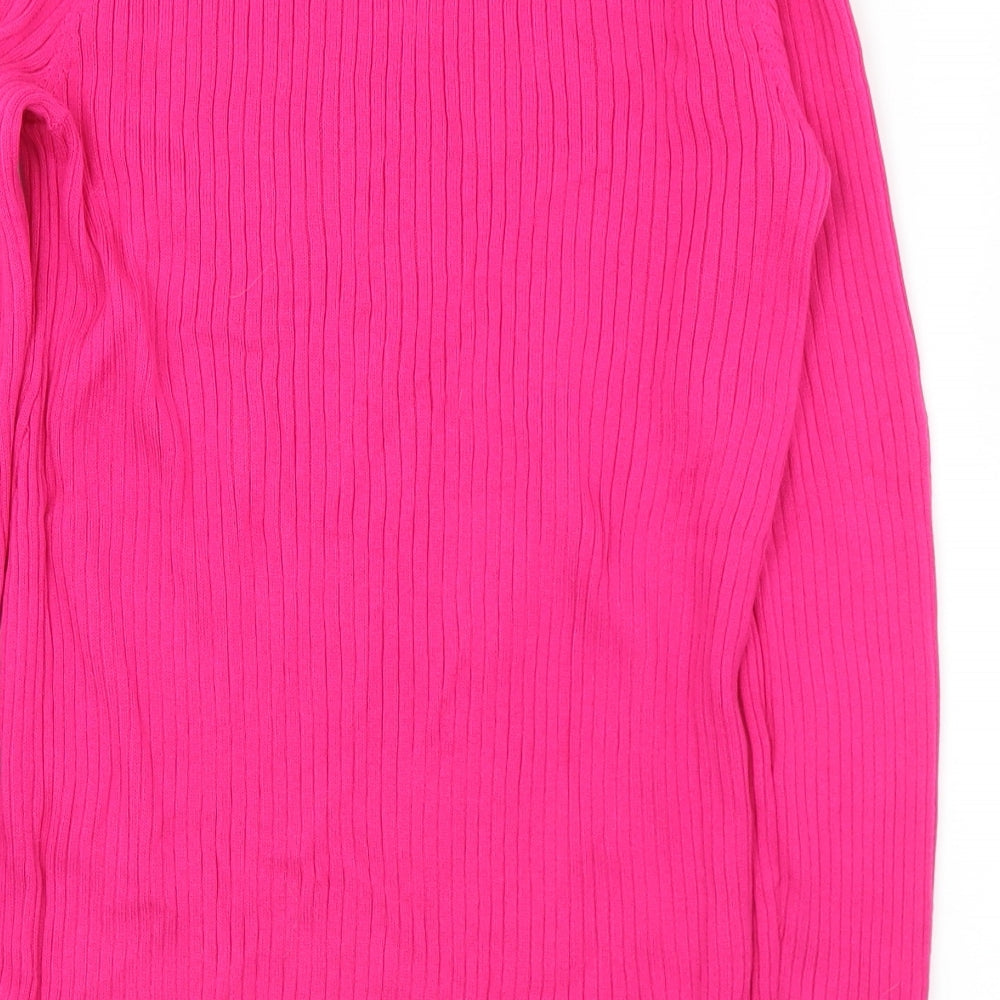Lands' End Womens Pink Boat Neck  Cotton Pullover Jumper Size S