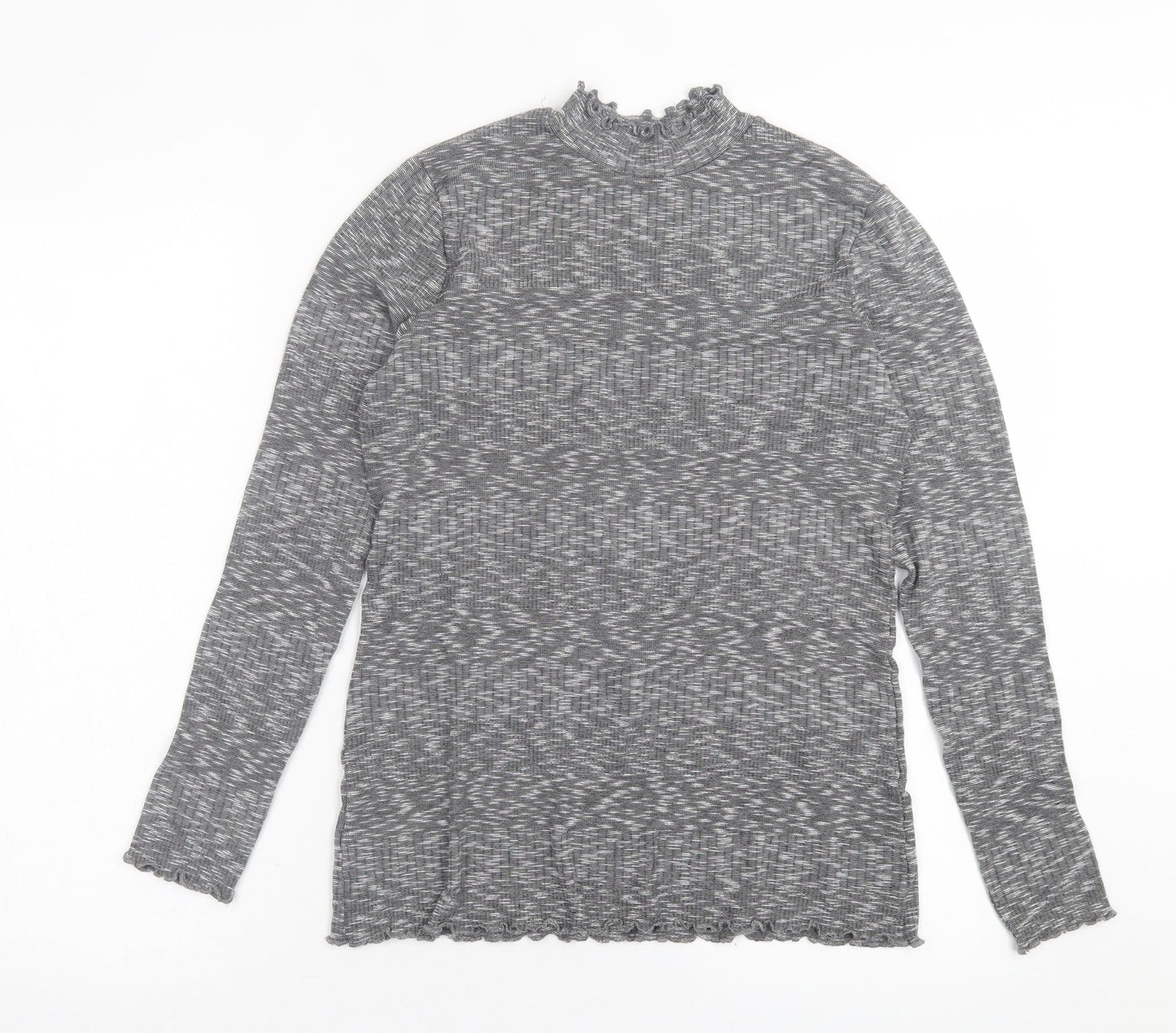 Matalan Womens Grey High Neck  Viscose Pullover Jumper Size 10   - Lettuce Edging