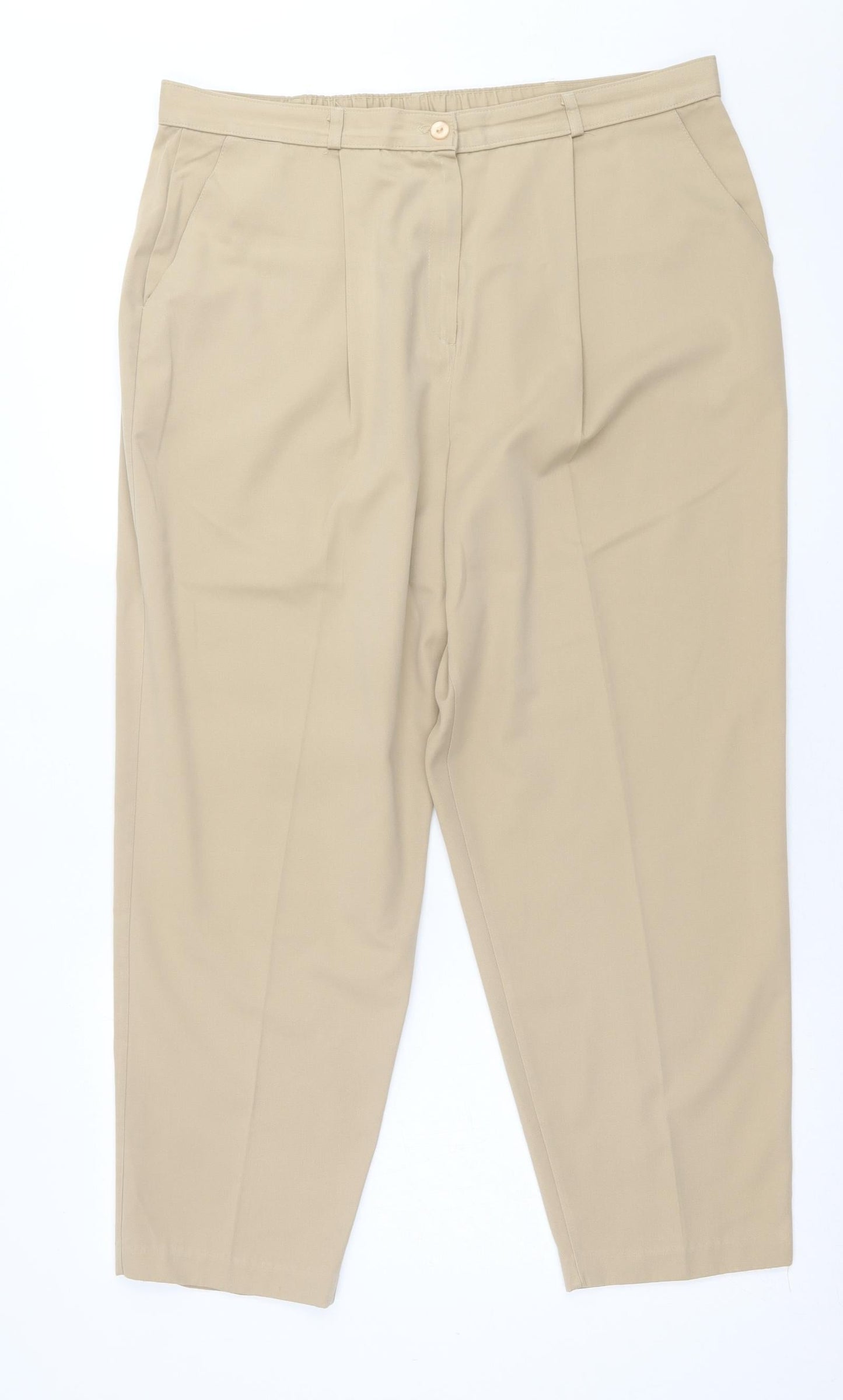 Preworn Womens Beige  Polyester Trousers  Size 18 L26 in Regular Button