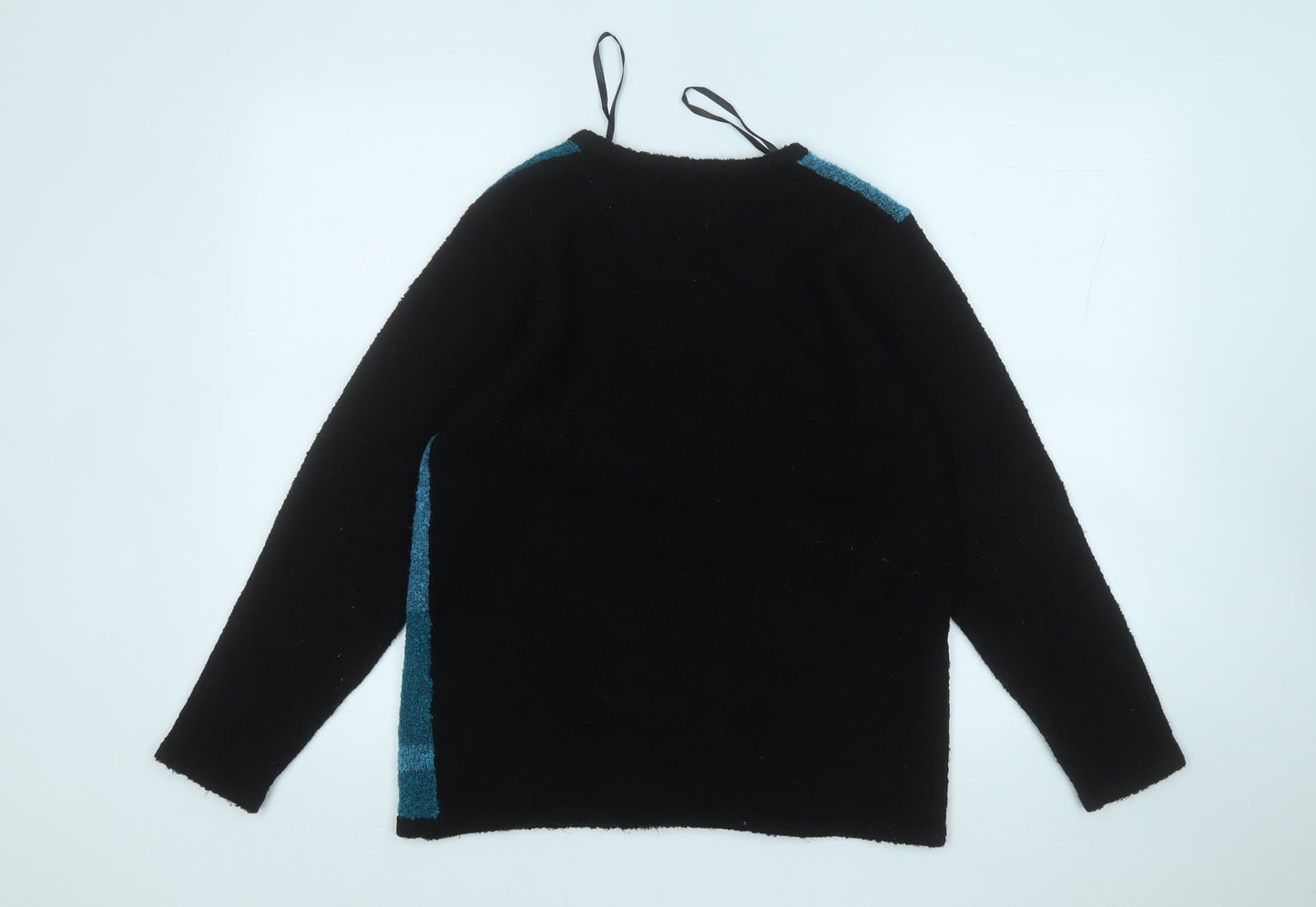 FAY LOUISE  Womens Blue Round Neck Geometric Acrylic Pullover Jumper Size S