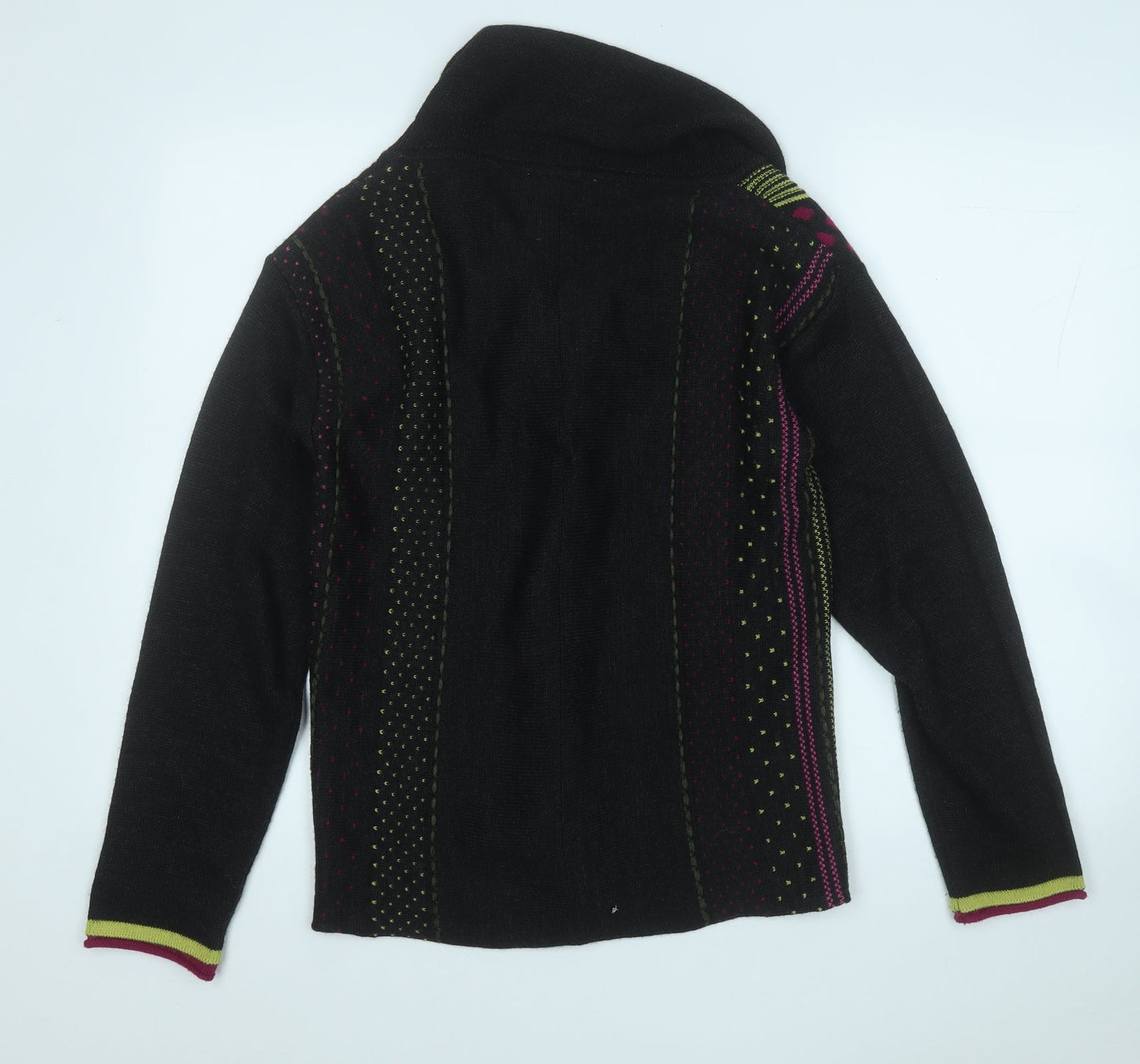evalinka Womens Multicoloured Round Neck Geometric Acrylic Cardigan Jumper