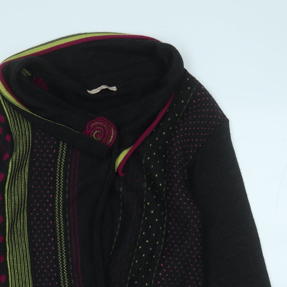 evalinka Womens Multicoloured Round Neck Geometric Acrylic Cardigan Jumper