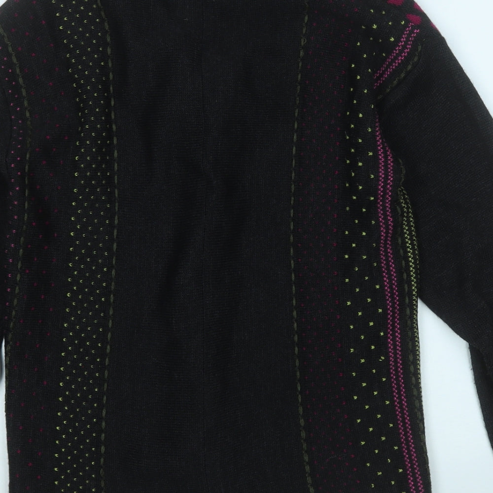 evalinka Womens Multicoloured Round Neck Geometric Acrylic Cardigan Jumper