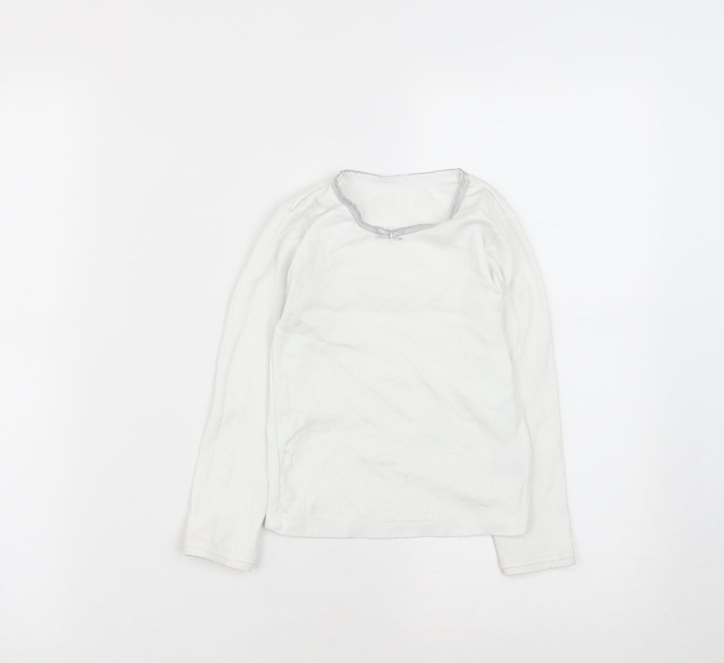 Dunnes Stores Girls White  Cotton Basic Casual Size 5-6 Years Round Neck