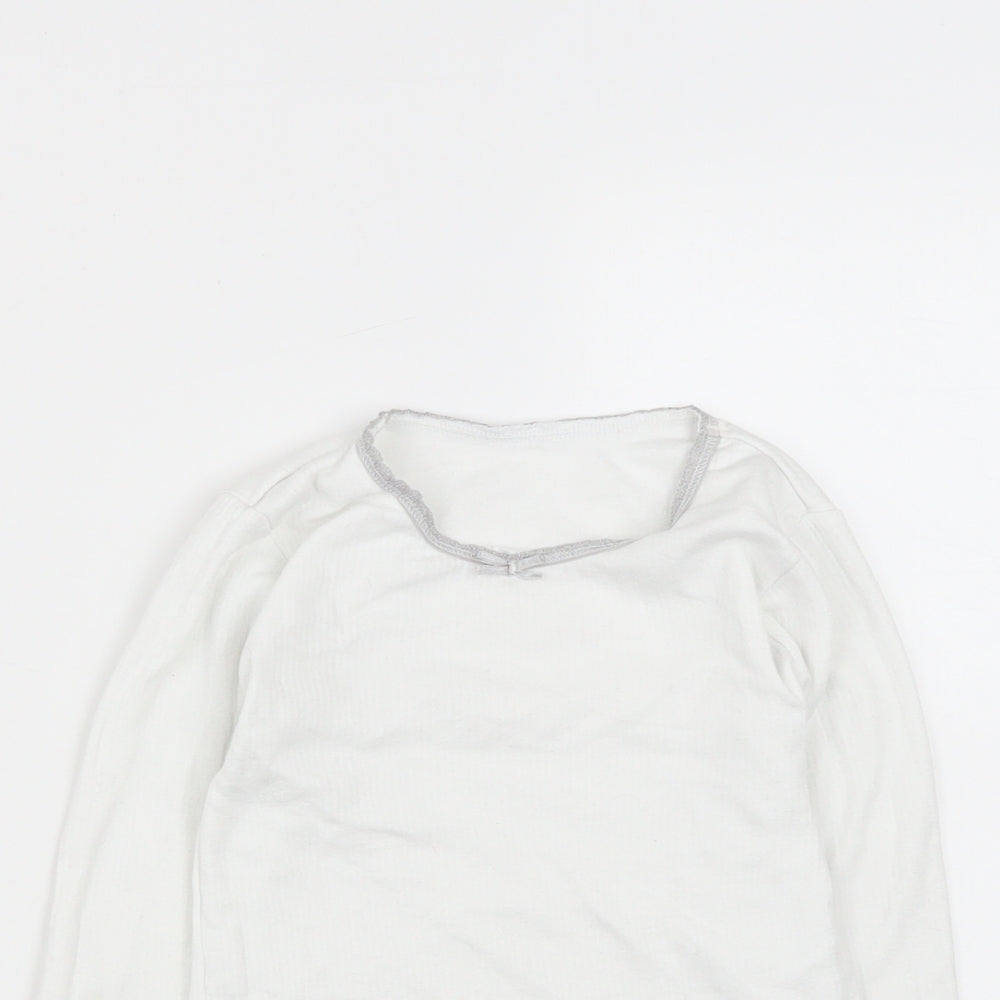 Dunnes Stores Girls White  Cotton Basic Casual Size 5-6 Years Round Neck