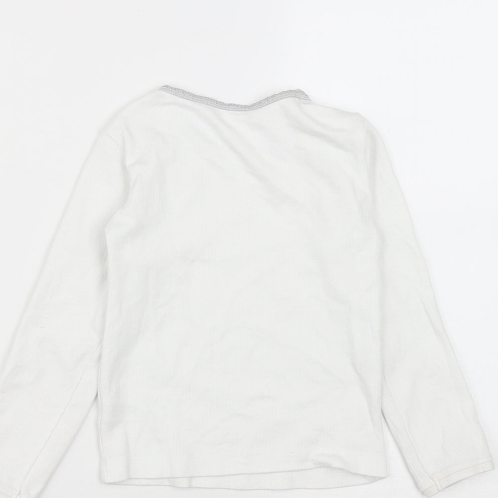 Dunnes Stores Girls White  Cotton Basic Casual Size 5-6 Years Round Neck