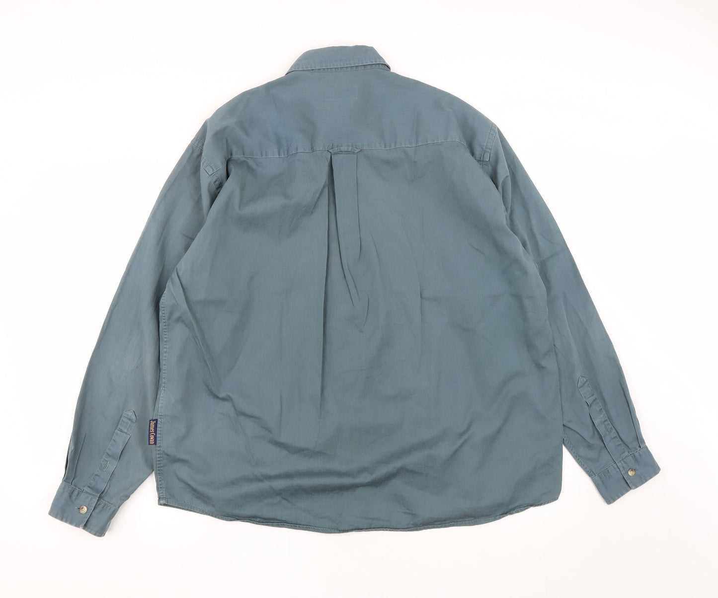 James Cowan Mens Green  Cotton  Button-Up Size L Collared Button