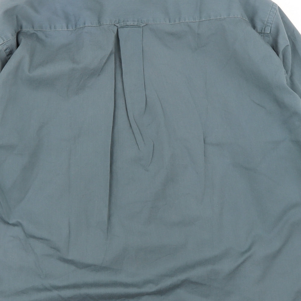 James Cowan Mens Green  Cotton  Button-Up Size L Collared Button