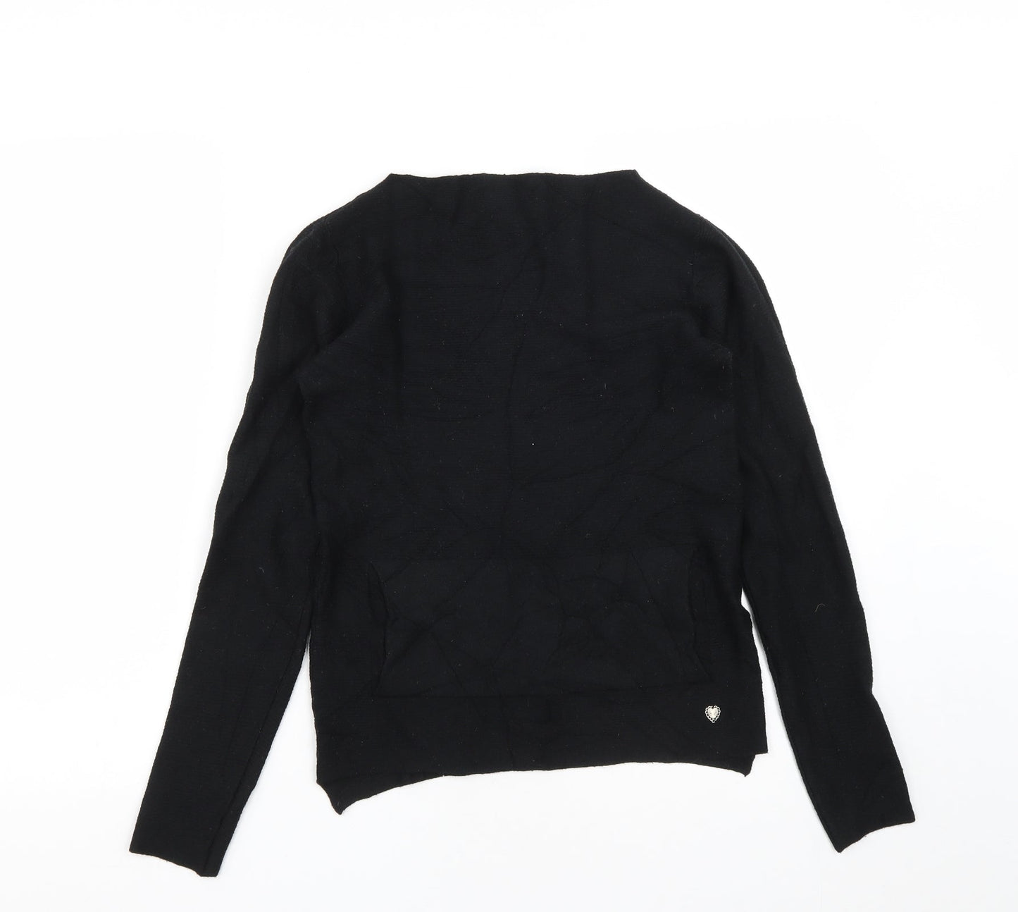 Alfa Womens Black Round Neck  Viscose Pullover Jumper Size S