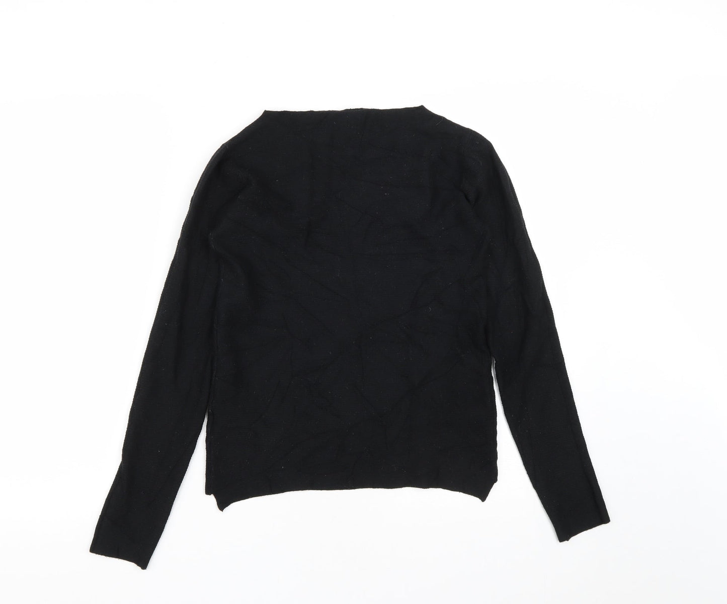 Alfa Womens Black Round Neck  Viscose Pullover Jumper Size S