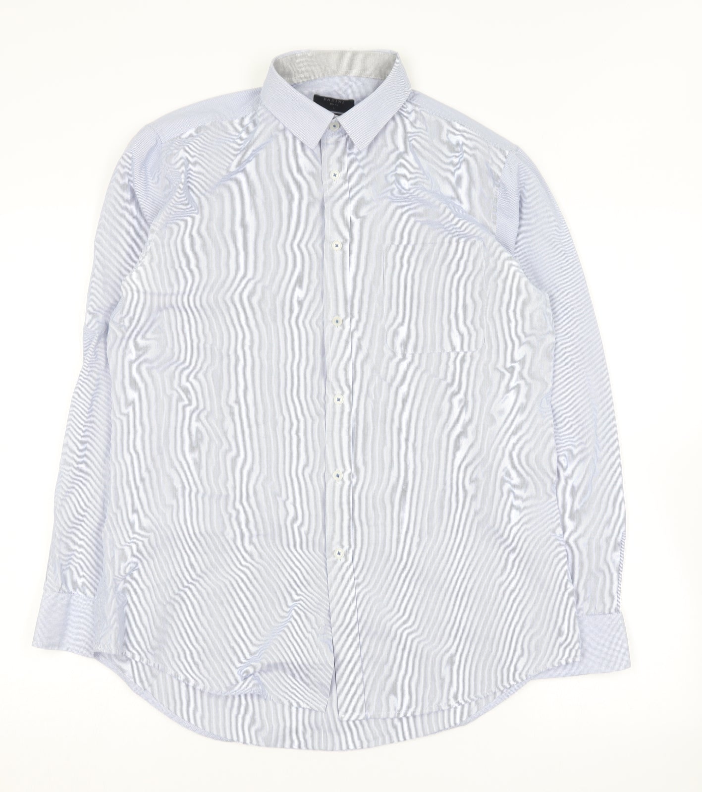 Padini Mens Blue Striped Cotton  Button-Up Size L Collared