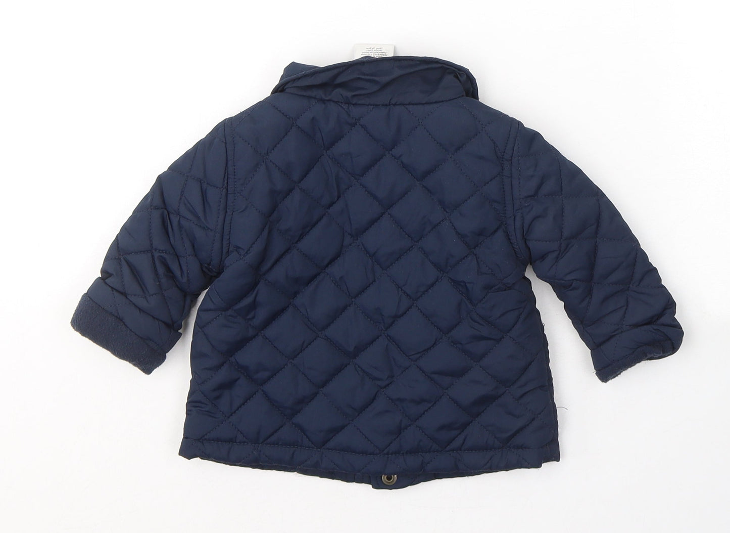Peacocks Boys Blue   Quilted Coat Size 3-6 Months   Button