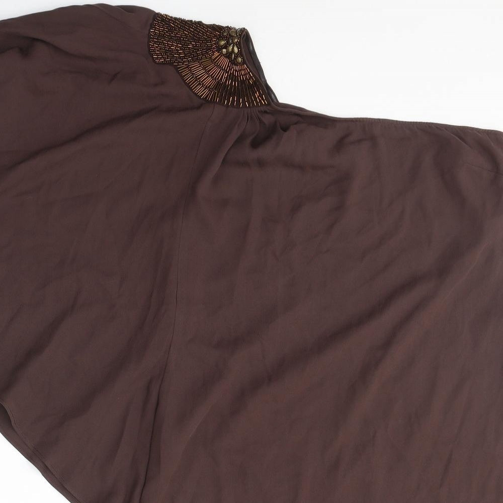 Oasis Womens Brown  Polyester Tunic Blouse Size 12 Off the Shoulder