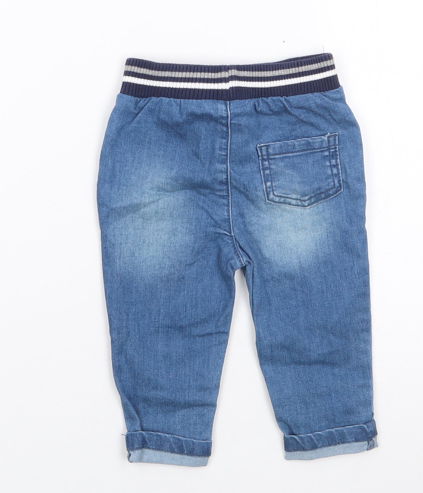 Nutmeg Boys Blue  Cotton Jogger Jeans Size 6-9 Months  Drawstring